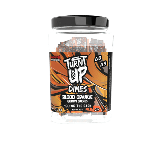 TURNT UP - DIME GUMMY SINGLES - BLOOD ORANGE - 75CT JAR